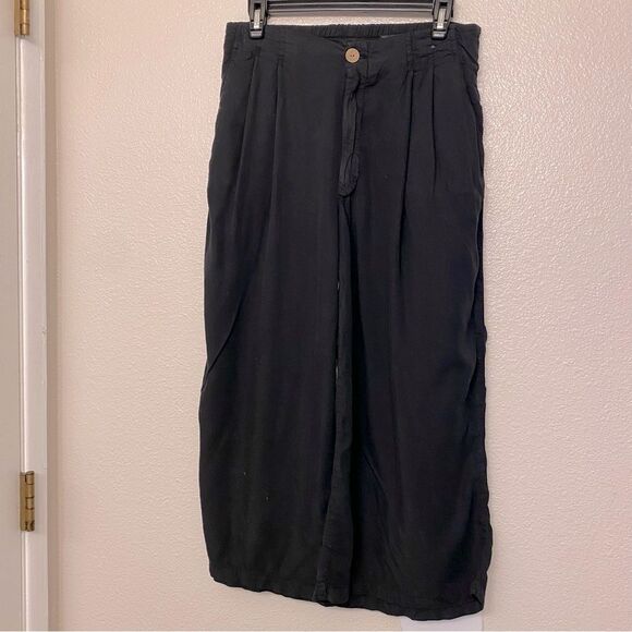 Lefties Denim Woman 100% lyocell tincel wide leg black pants trousers M - NWT - Picture 2 of 10